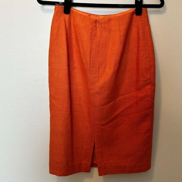 Kay unger women’s size 2 100% silk pencil skirt orange chenille knee length - Picture 2 of 3
